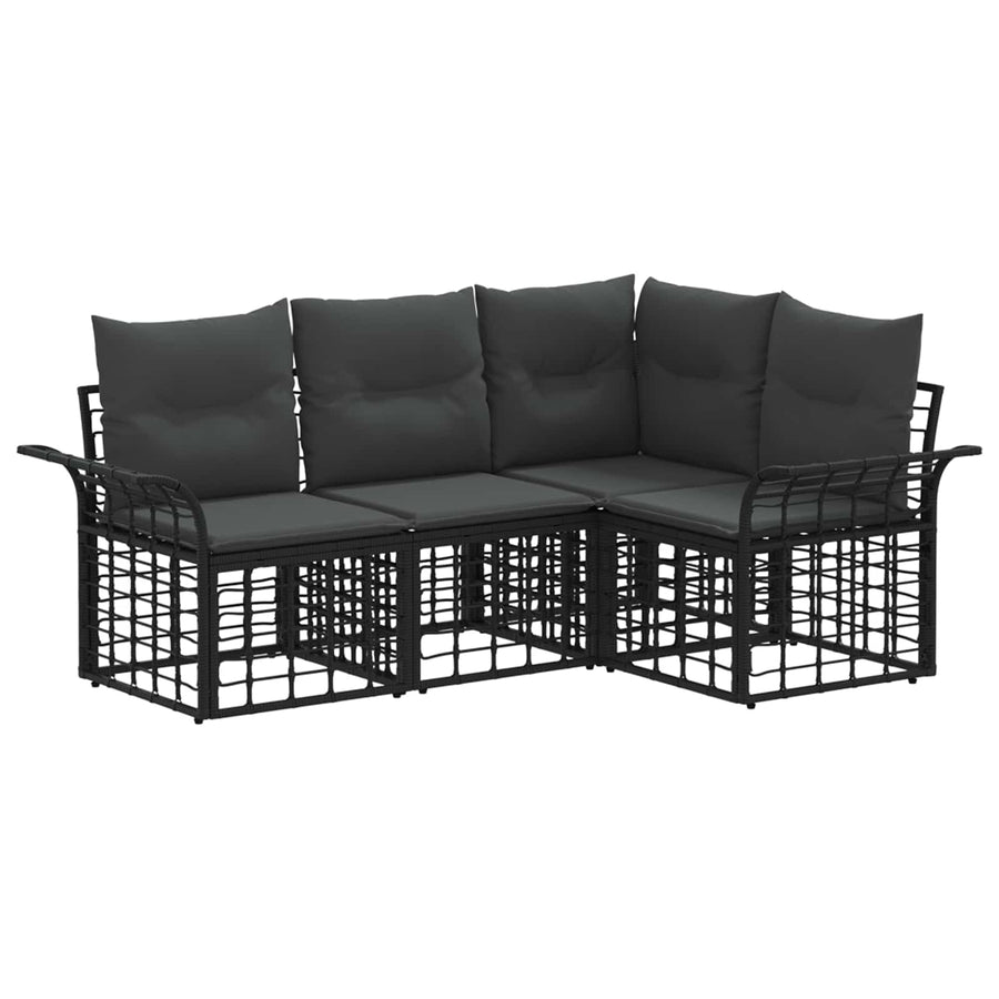 Buiten bankenset 4 pcs Zwart en Donkergrijs Polyester