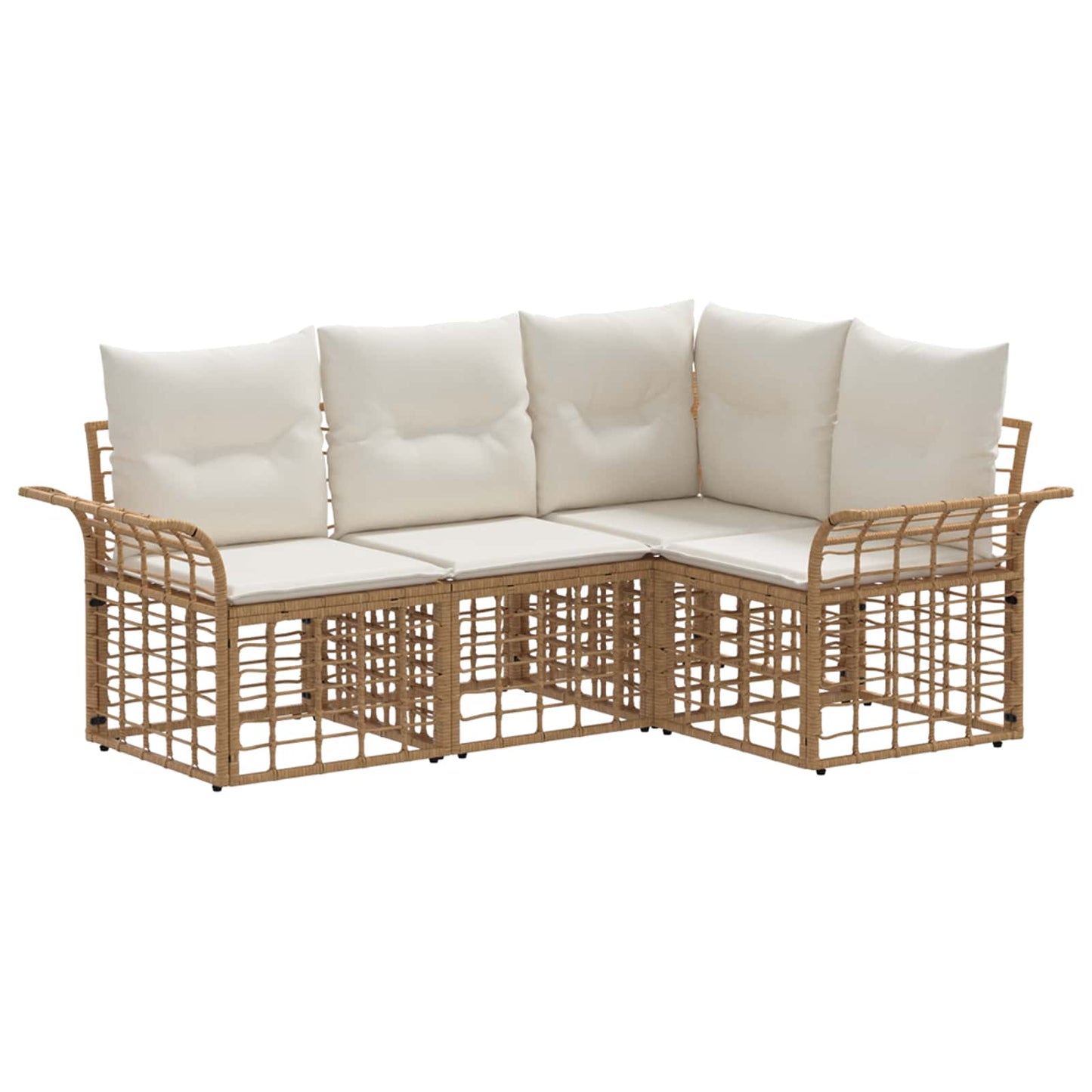 Buiten bankenset 4 pcs Natuurlijk en Crème Wit Polyester