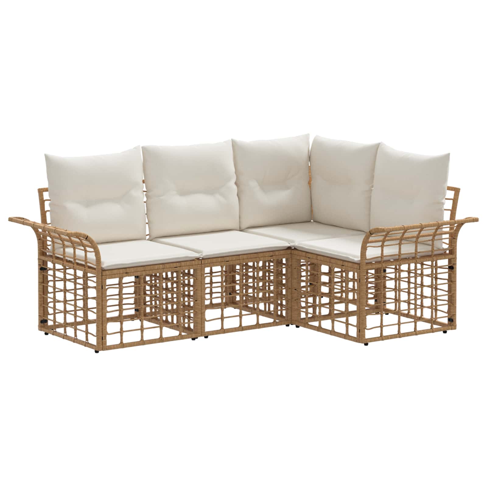 Buiten bankenset 4 pcs Natuurlijk en Crème Wit Polyester