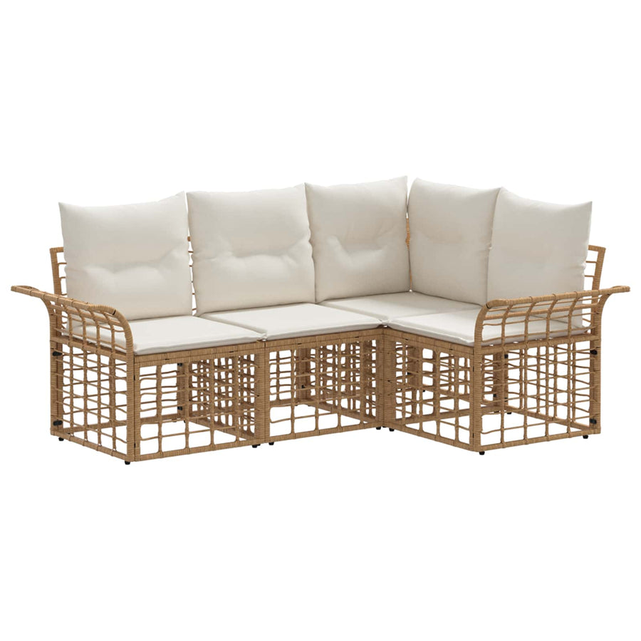 Buiten bankenset 4 pcs Natuurlijk en Crème Wit Polyester