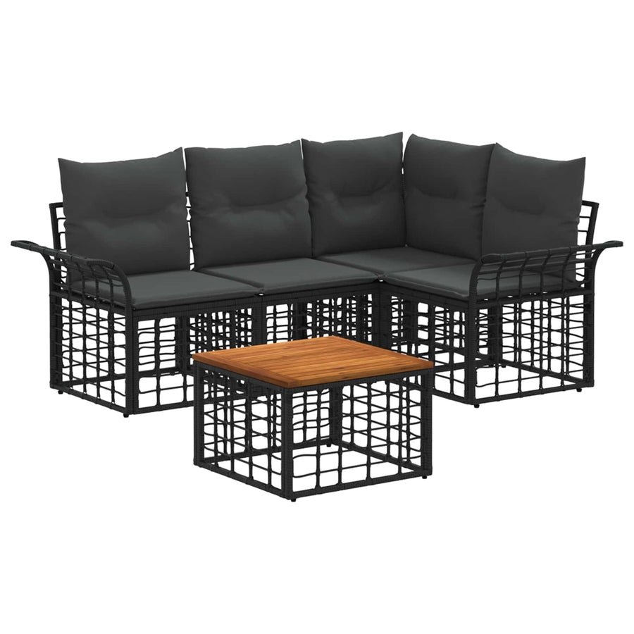 Buiten bankenset 5 pcs Zwart en Donkergrijs Polyester