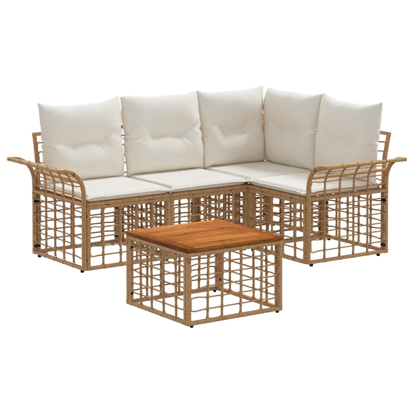 Buiten bankenset 5 pcs Natuurlijk en Crème Wit Polyester
