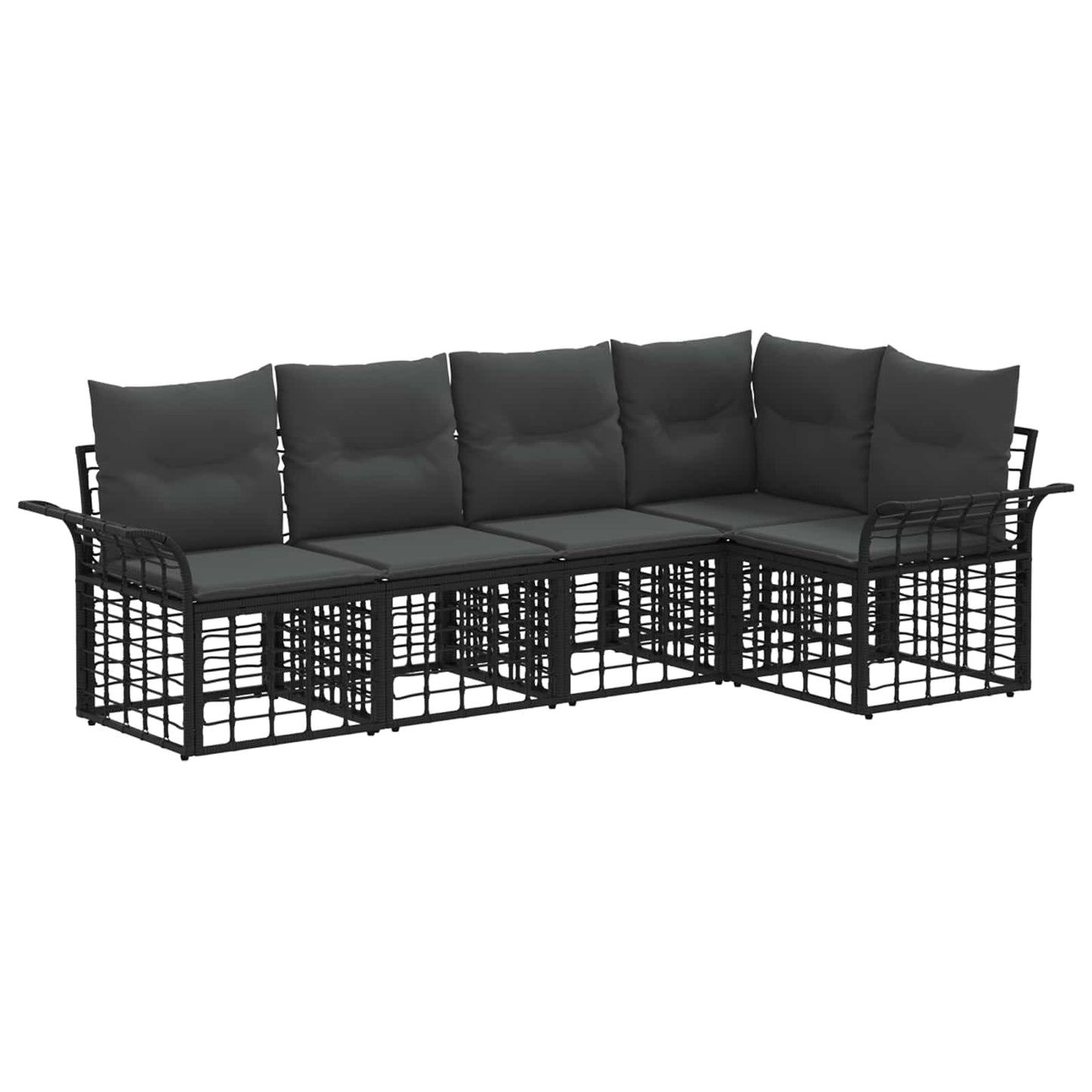 Buiten bankenset 5 pcs Zwart en Donkergrijs Polyester