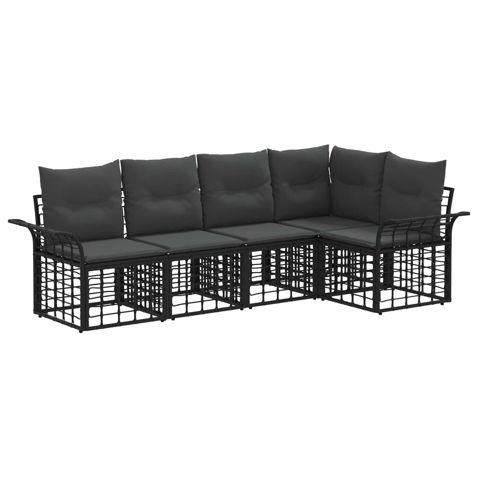 Buiten bankenset 5 pcs Zwart en Donkergrijs Polyester