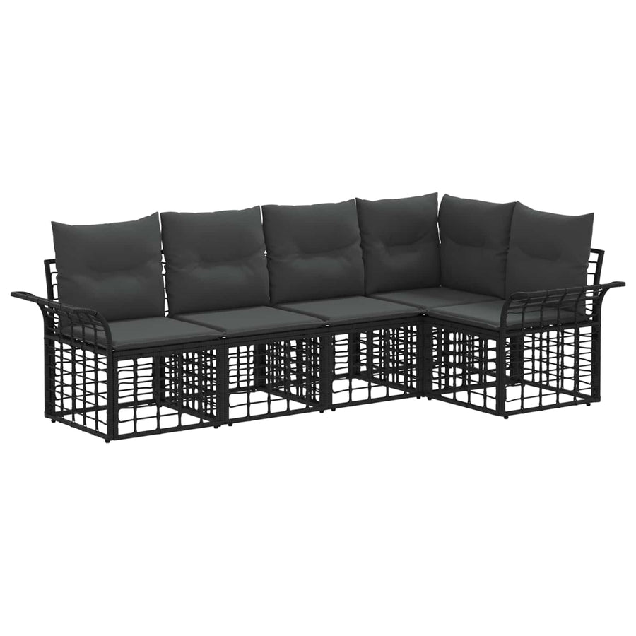 Buiten bankenset 5 pcs Zwart en Donkergrijs Polyester