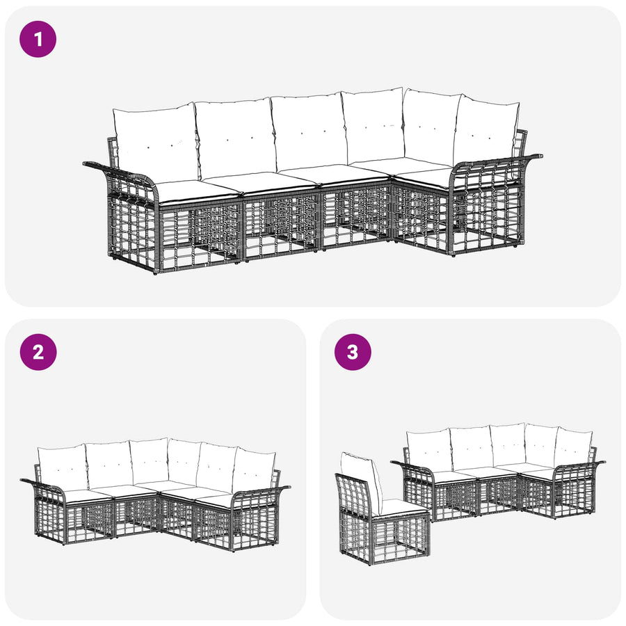 Buiten bankenset 5 pcs Natuurlijk en Crème Wit Polyester