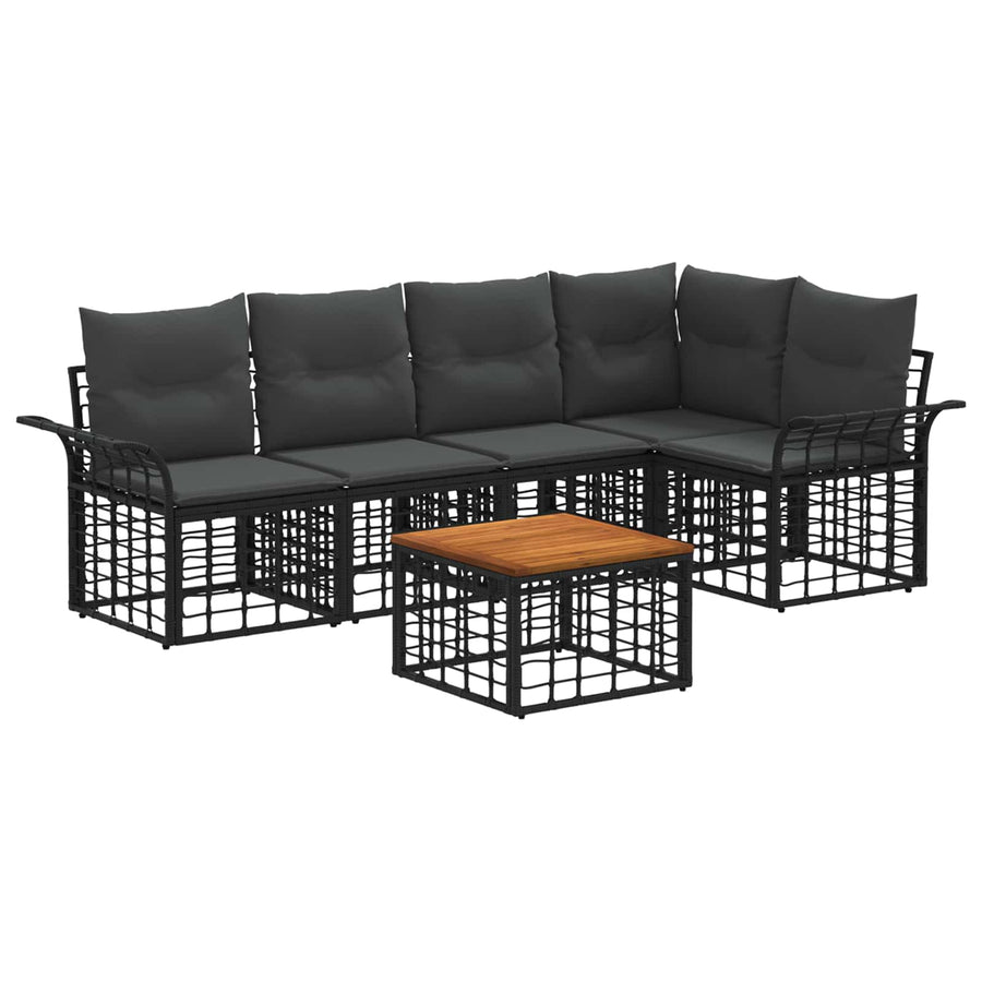 Buiten bankenset 6 pcs Zwart en Donkergrijs Polyester