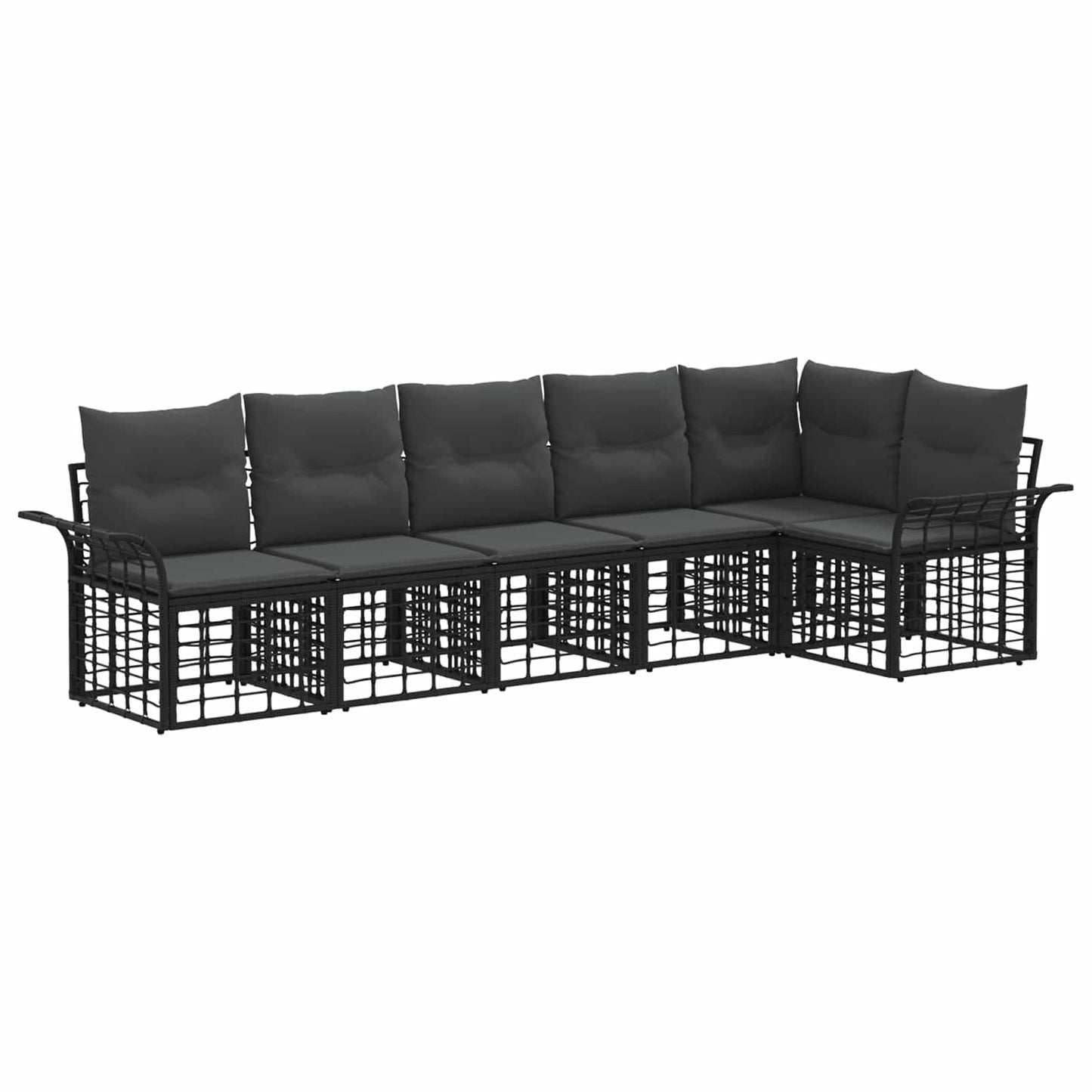 Buiten bankenset 6 pcs Zwart en Donkergrijs Polyester