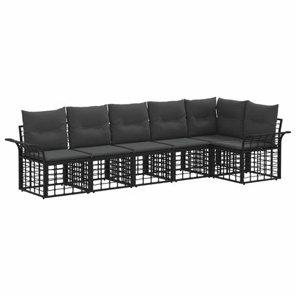 Buiten bankenset 6 pcs Zwart en Donkergrijs Polyester