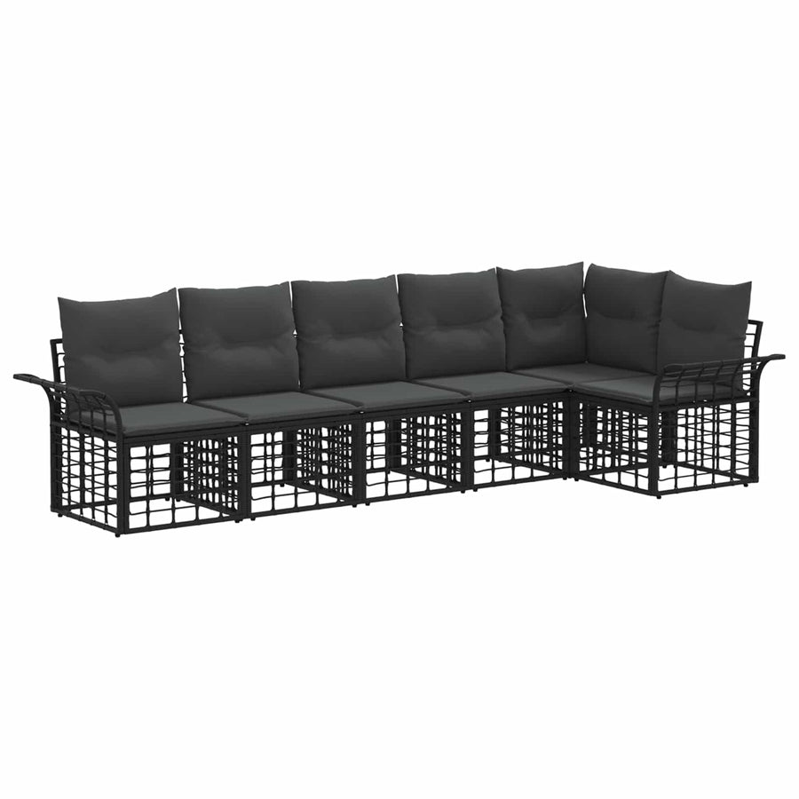 Buiten bankenset 6 pcs Zwart en Donkergrijs Polyester