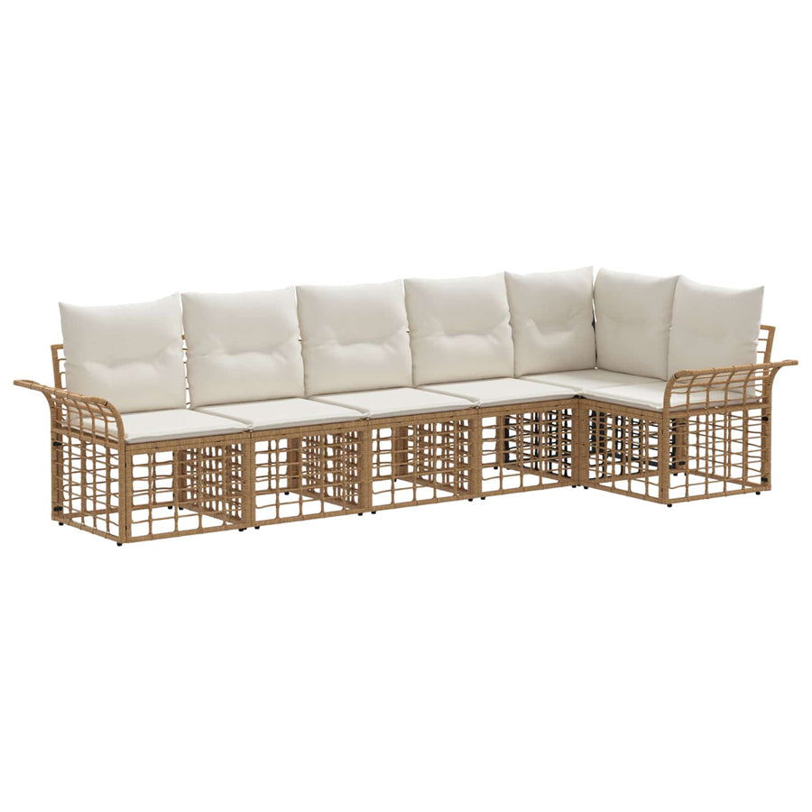 Buiten bankenset 6 pcs Natuurlijk en Crème Wit Polyester