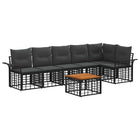Outdoor Lounge Set 7 pcs Black and Dark Gray Polyester