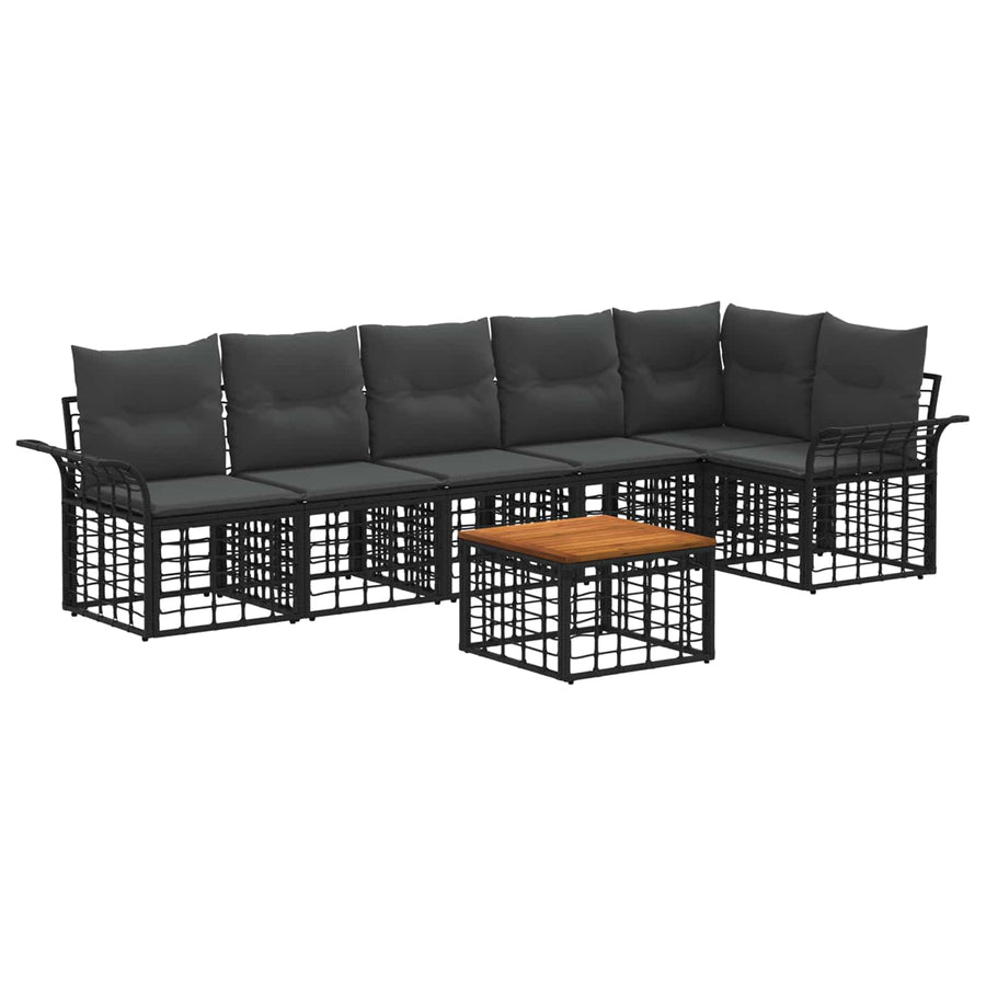 Buiten bankenset 7 pcs Zwart en Donkergrijs Polyester