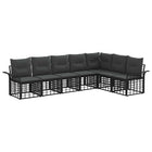Outdoor Lounge Set 7 pcs Black and Dark Gray Polyester