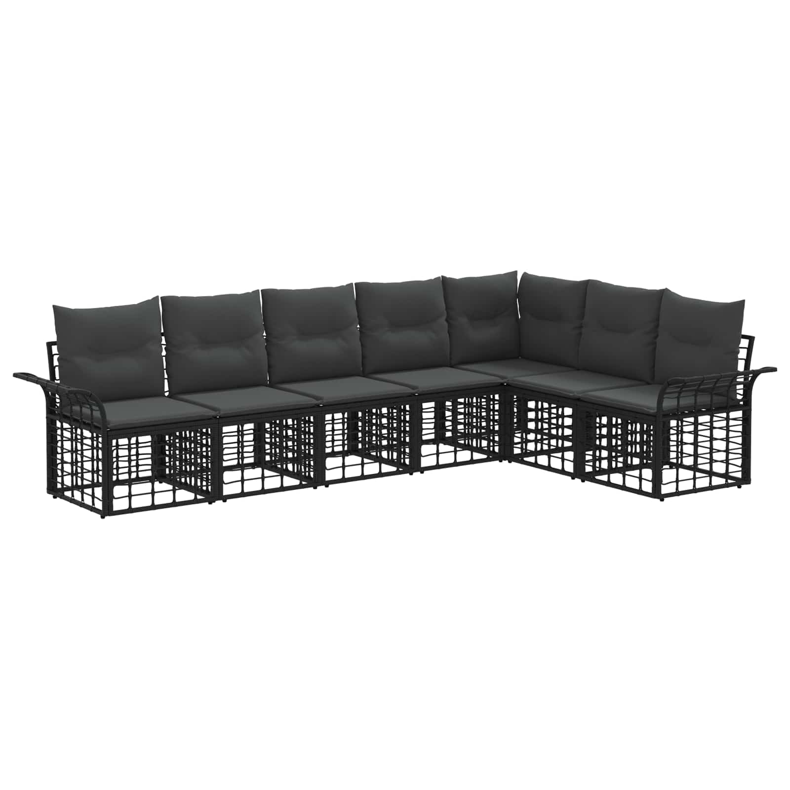 Buiten bankenset 7 pcs Zwart en Donkergrijs Polyester