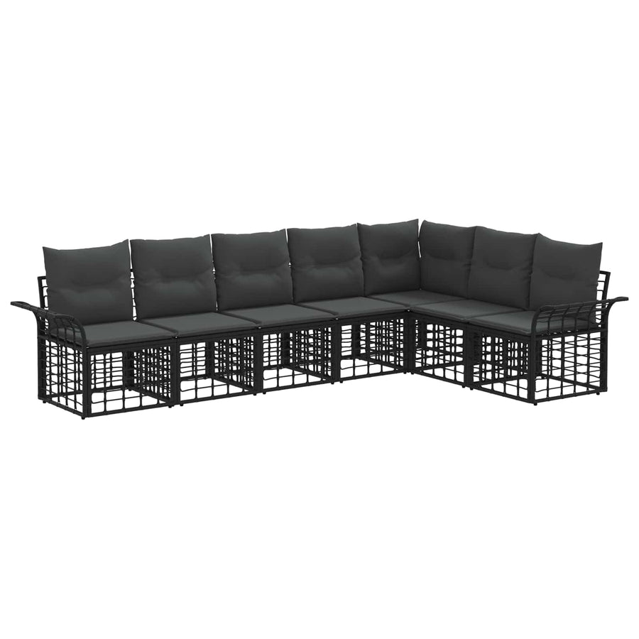 Buiten bankenset 7 pcs Zwart en Donkergrijs Polyester