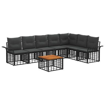 Buiten bankenset 8 pcs Zwart en Donkergrijs Polyester