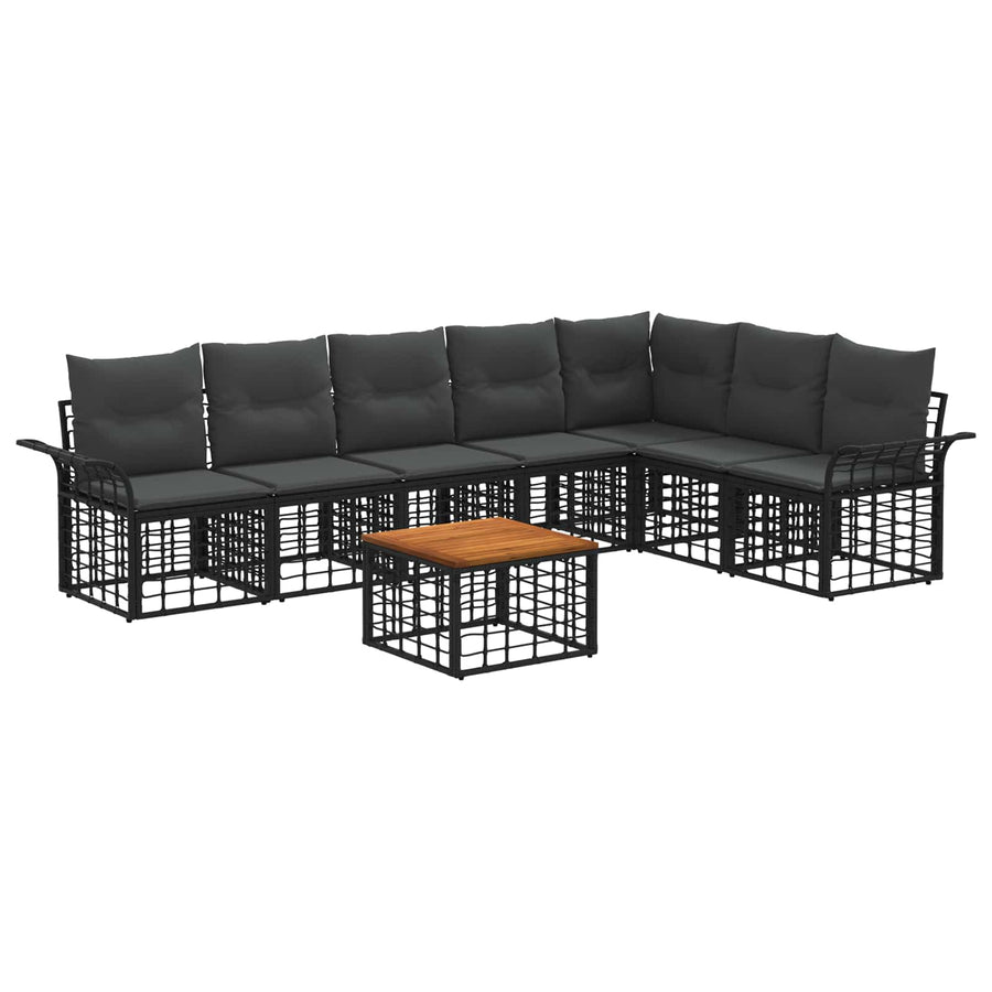 Buiten bankenset 8 pcs Zwart en Donkergrijs Polyester