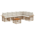 Tuinset 8-delig polyrattan acaciahout natuurlijk crème wit