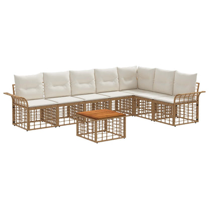 Buiten bankenset 8 pcs Natuurlijk en Crème Wit Polyester