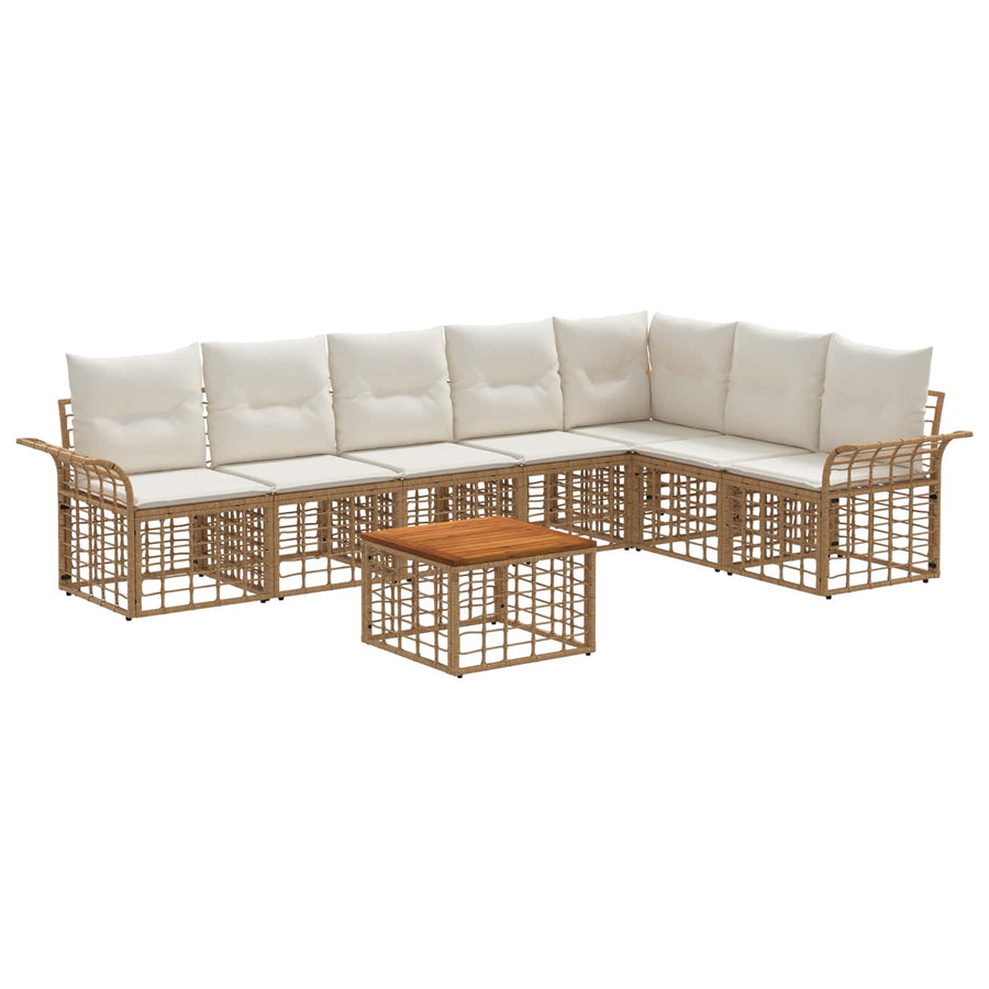 Buiten bankenset 8 pcs Natuurlijk en Crème Wit Polyester