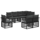 Tuinbankenset 8 personen poly rattan zwart donkergrijs