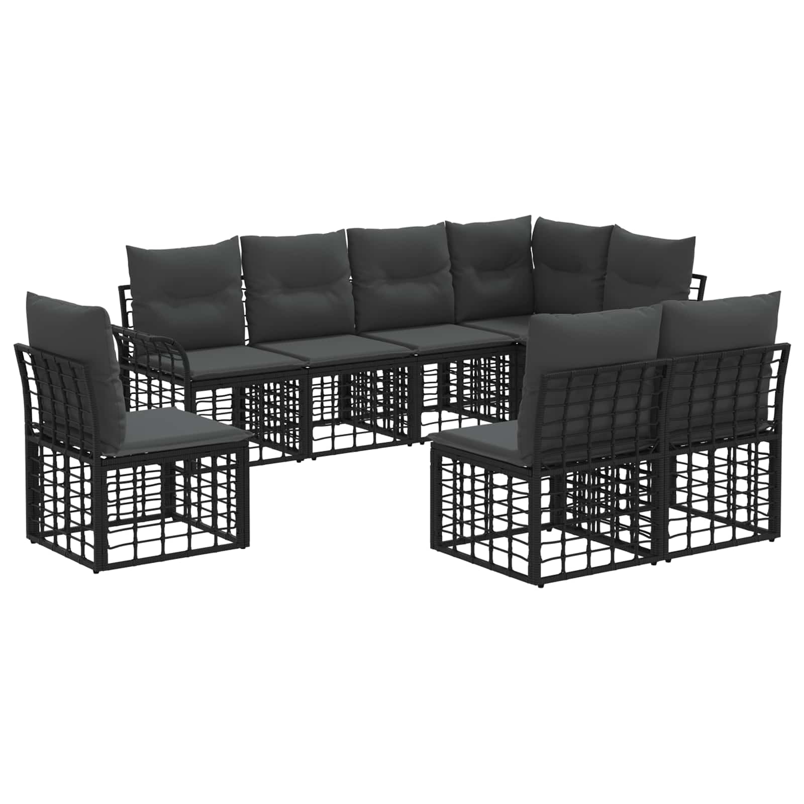 Buiten bankenset 8 pcs Zwart en Donkergrijs Polyester