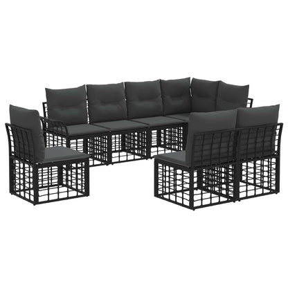 Buiten bankenset 8 pcs Zwart en Donkergrijs Polyester