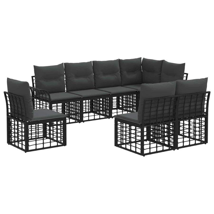 Buiten bankenset 8 pcs Zwart en Donkergrijs Polyester