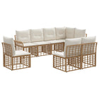 Tuinbankenset 8 personen polyrattan naturel crème