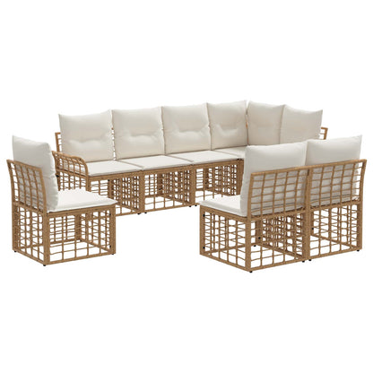 Buiten bankenset 8 pcs Natuurlijk en Crème Wit Polyester