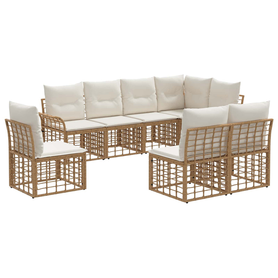 Buiten bankenset 8 pcs Natuurlijk en Crème Wit Polyester