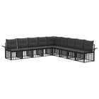 Modulaire bankenset 9 zitplaatsen polyrattan zwart donkergrijs
