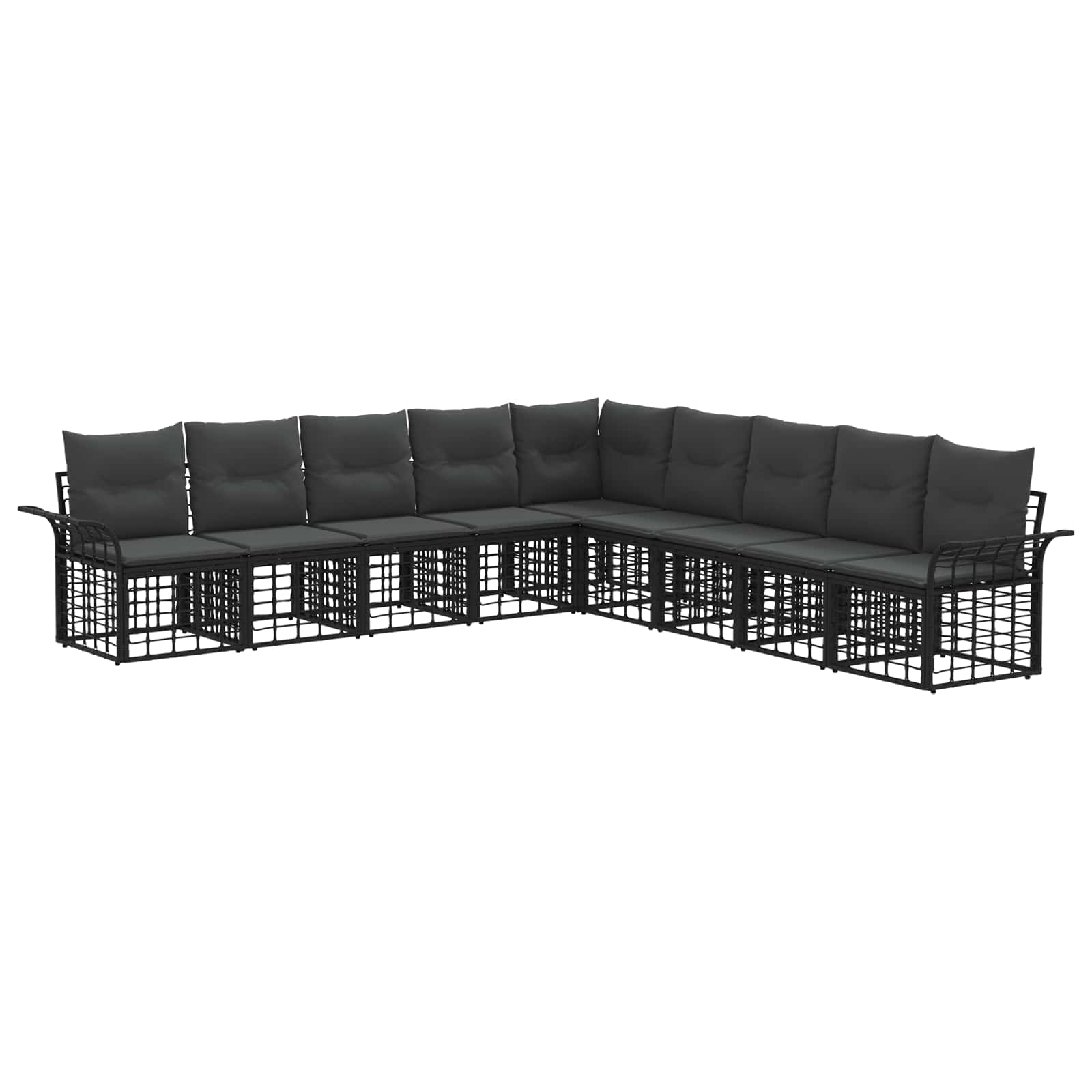 Buiten bankenset 9 pcs Zwart en Donkergrijs Polyester