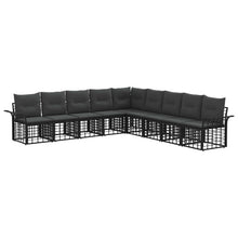 Buiten bankenset 9 pcs Zwart en Donkergrijs Polyester