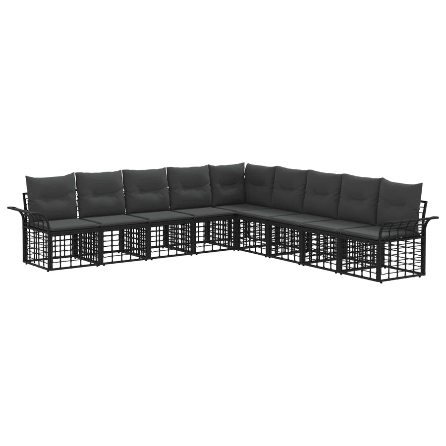 Buiten bankenset 9 pcs Zwart en Donkergrijs Polyester