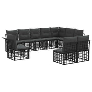 Buitenbankenset 10 personen zwart donkergrijs polyester