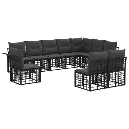 Buiten bankenset 10 pcs Zwart en Donkergrijs Polyester
