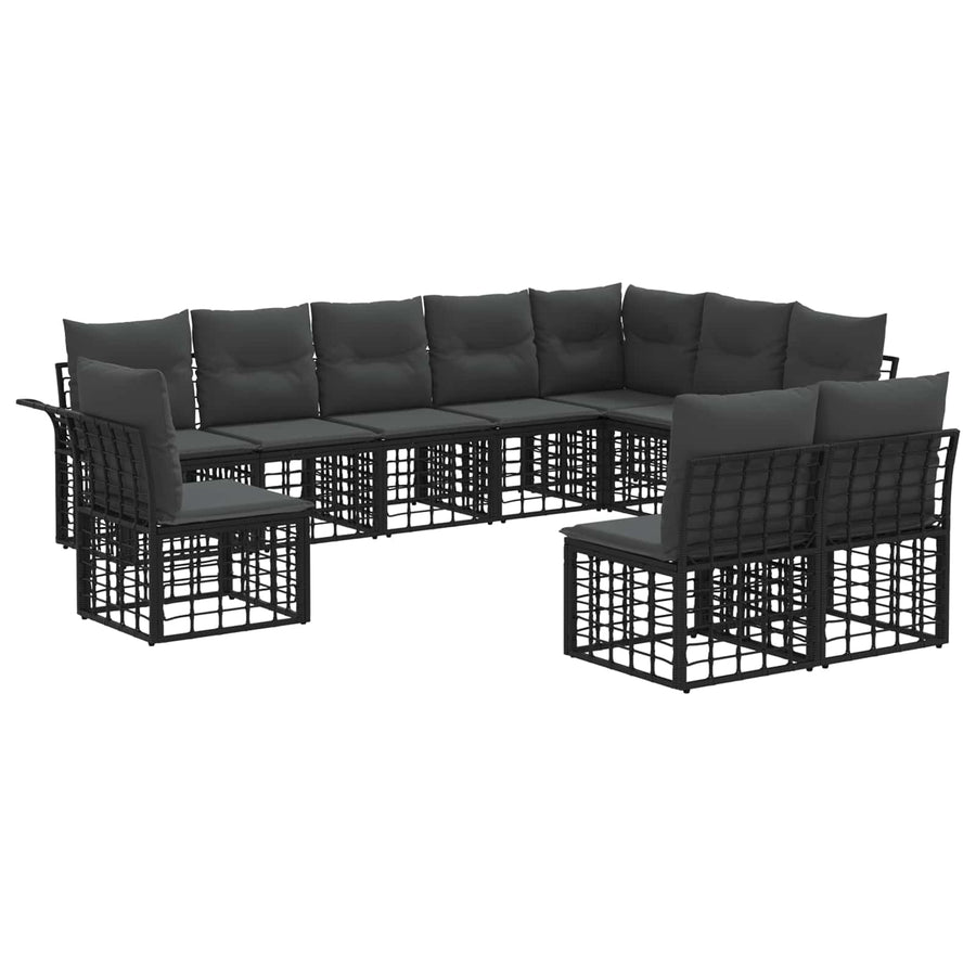 Buiten bankenset 10 pcs Zwart en Donkergrijs Polyester