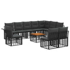 Outdoor Sofa Set 11 pcs Black and Dark Grey Polyester