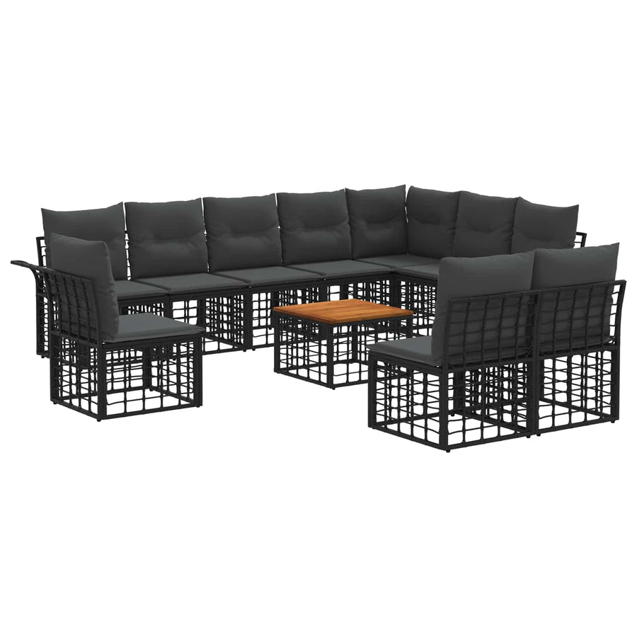 Buiten bankenset 11 pcs Zwart en Donkergrijs Polyester