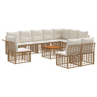 Outdoor Sofa Set 11 pcs Natural and Cream White Polyester