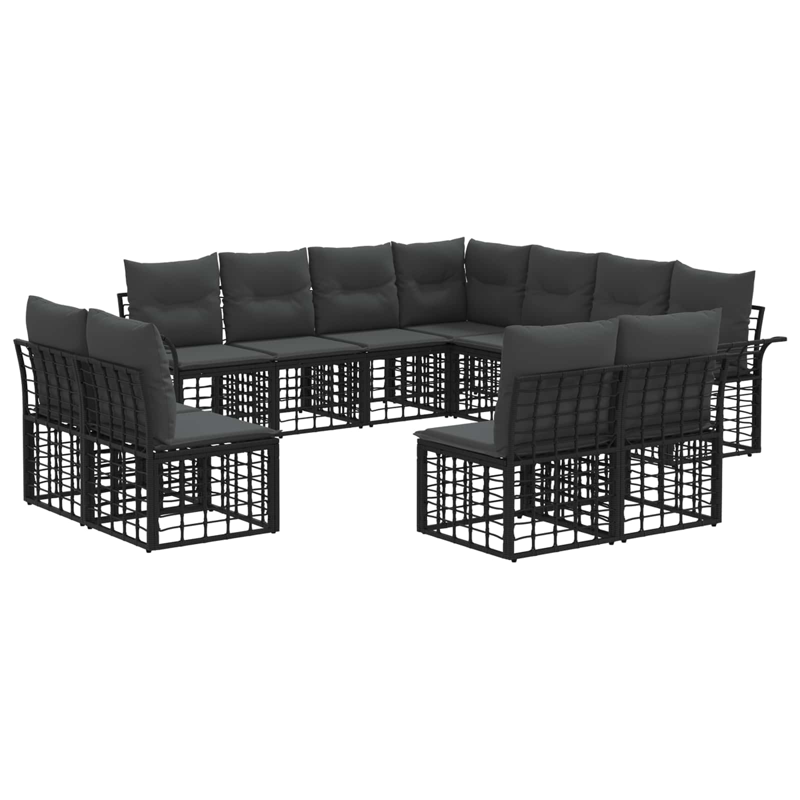 Buiten bankenset 11 pcs Zwart en Donkergrijs Polyester