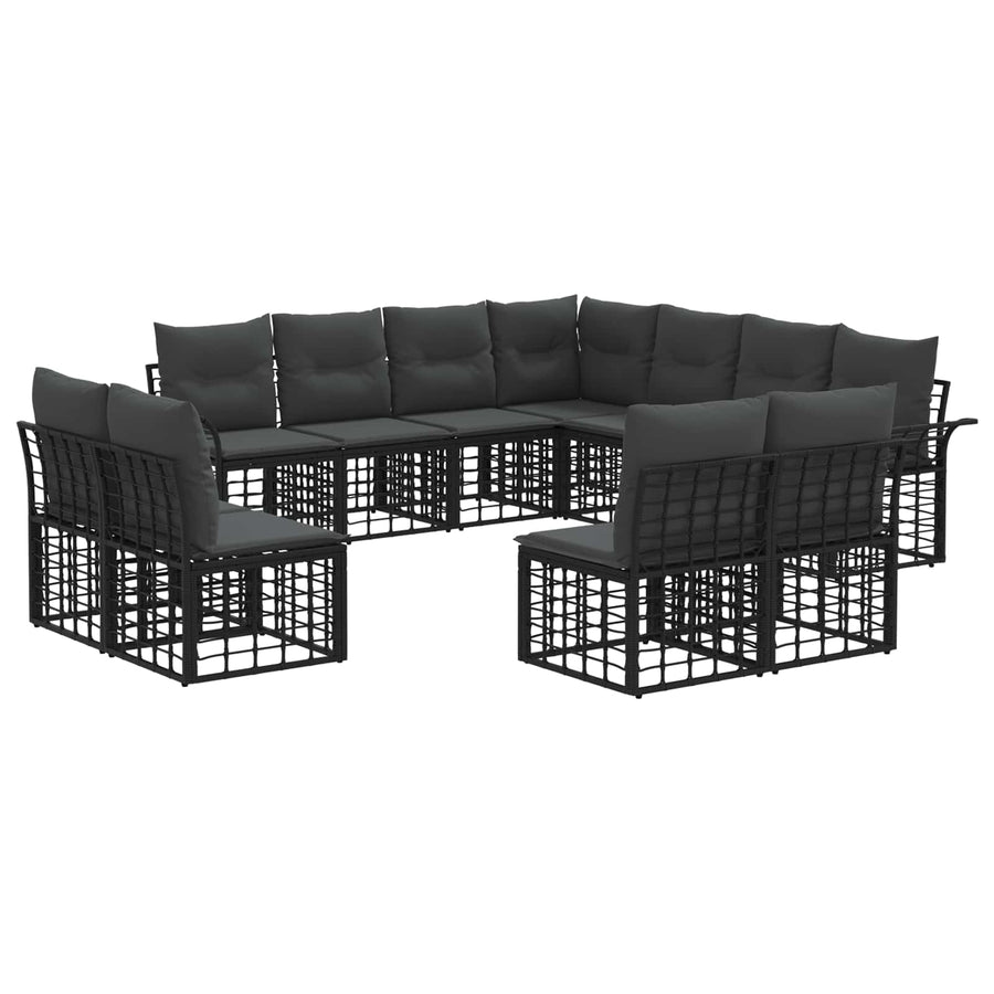 Buiten bankenset 11 pcs Zwart en Donkergrijs Polyester