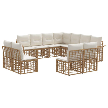 Buiten bankenset 11 pcs Natuurlijk en Crème Wit Polyester