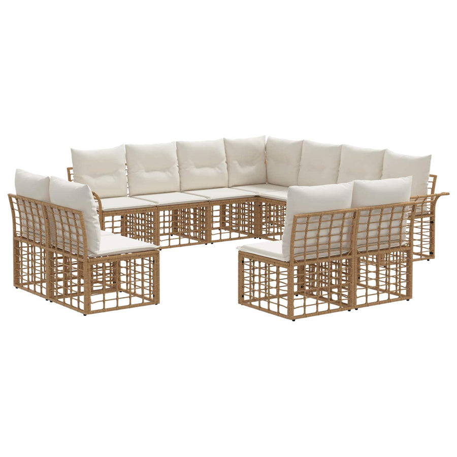 Buiten bankenset 11 pcs Natuurlijk en Crème Wit Polyester