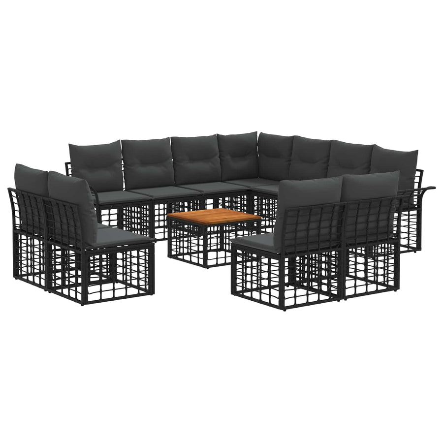 Buiten bankenset 12 pcs Zwart en Donkergrijs Polyester