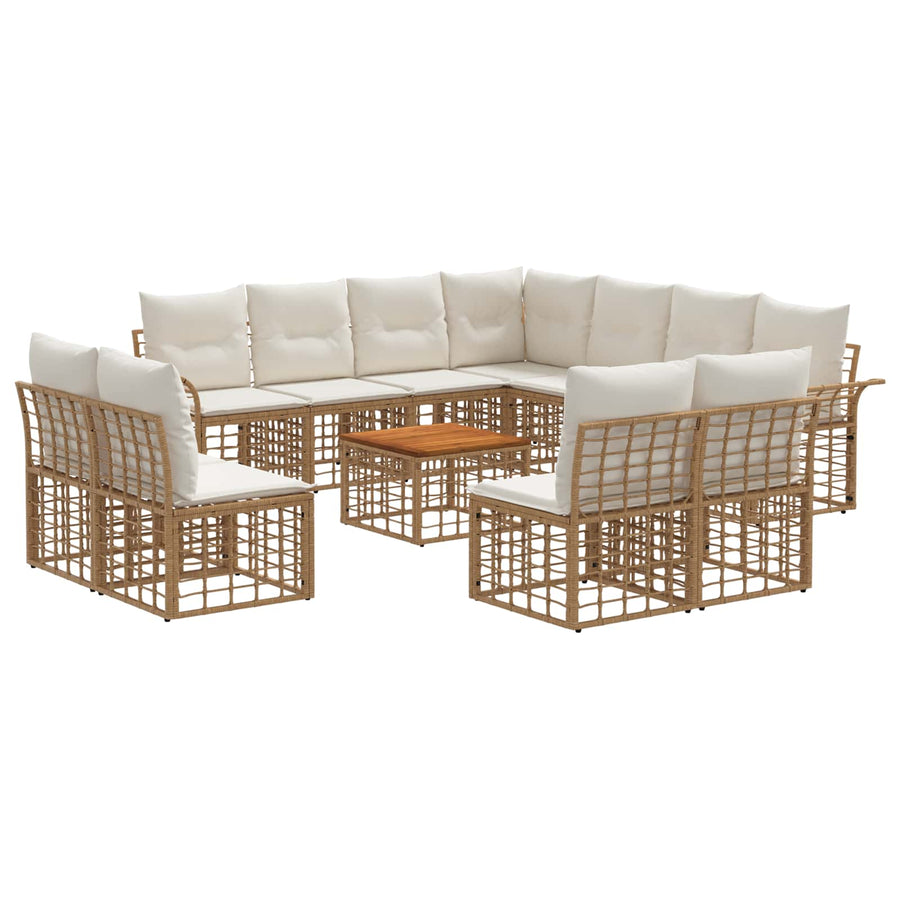 Buiten bankenset 12 pcs Natuurlijk en Crème Wit Polyester