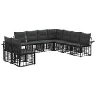 Tuinset 9 personen zwart donkergrijs polyester