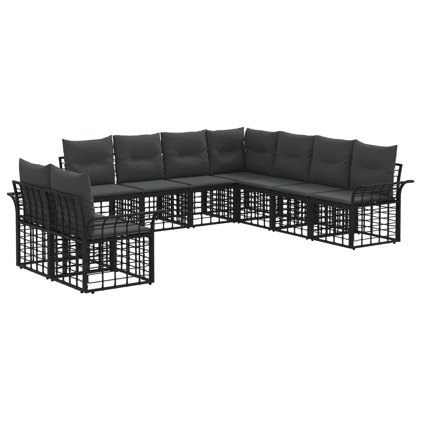 Buiten bankenset 9 pcs Zwart en Donkergrijs Polyester